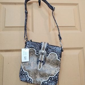Cross body purse, 8 in x 9 in, brown